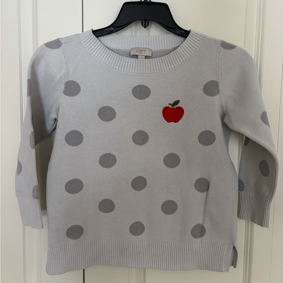 LOFT Sweaters - Women’s loft outlet gray polka dot teacher apple sweater small.